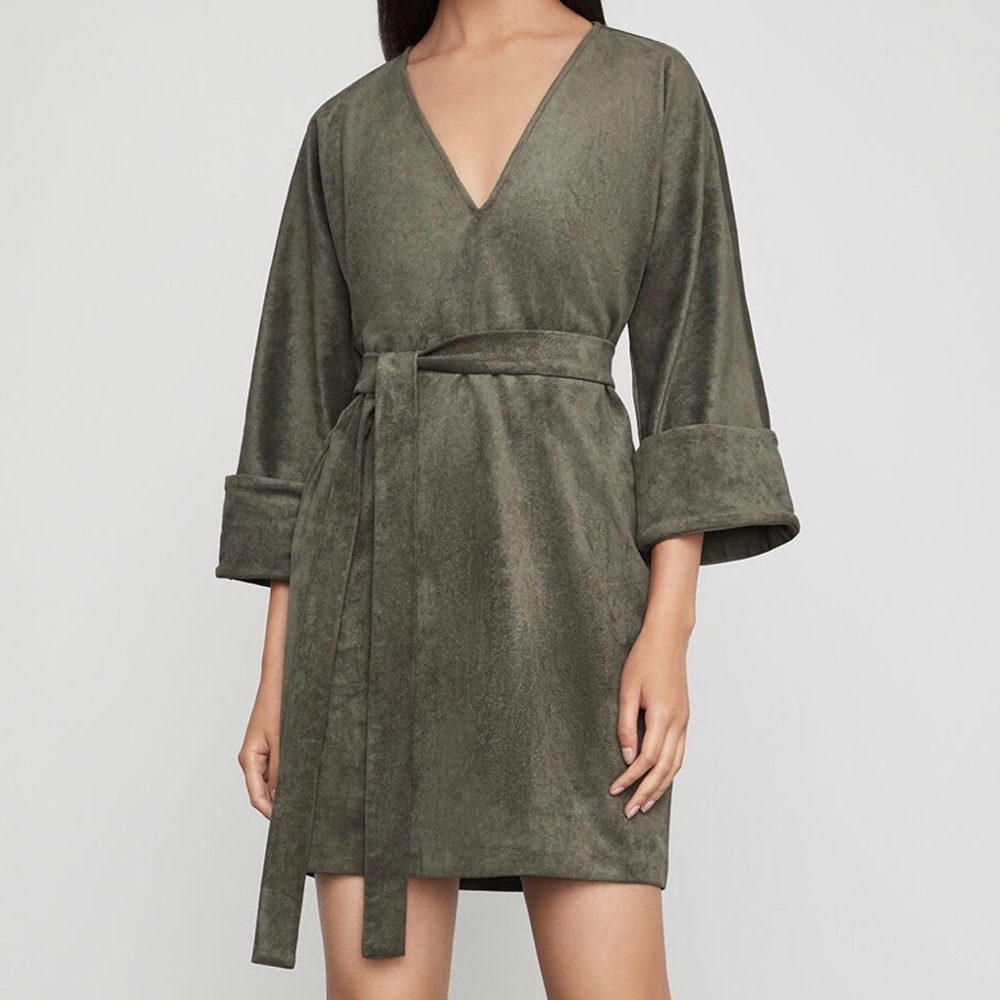 BCBGMAXAZRIA Faux suede mini dress in Olive